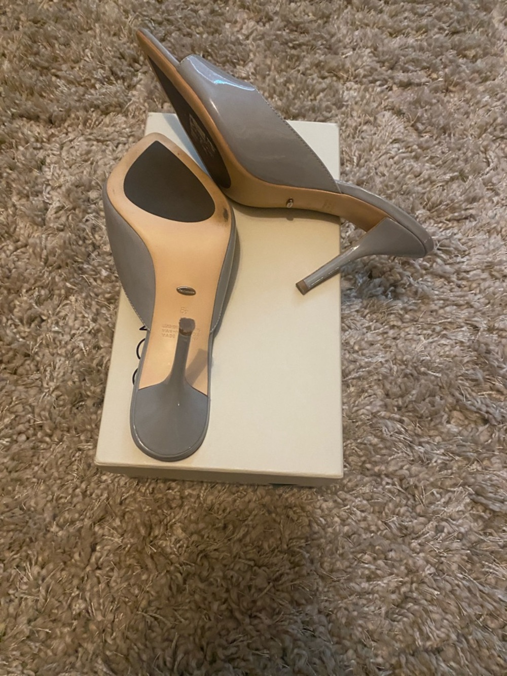 Tony Bianco “Makenzie” Grey Patent Pointed Toe Slide Mules - Picture 8 of 8